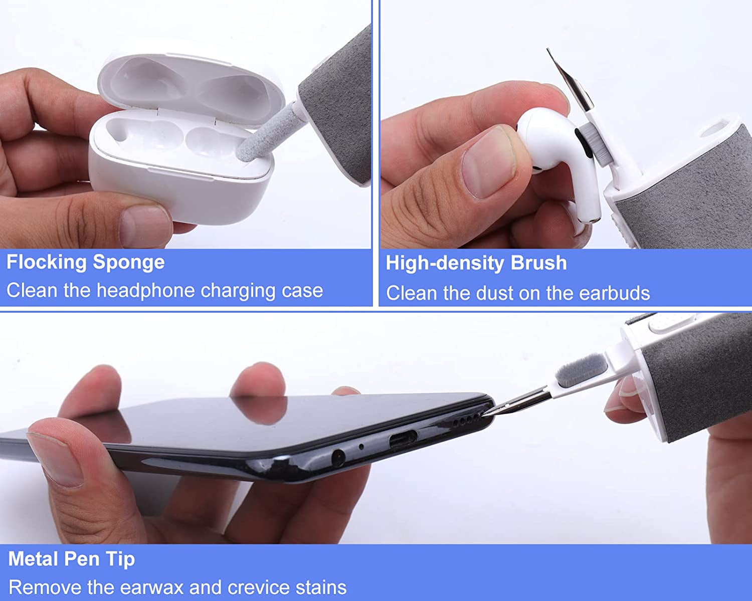 XANGNIER Cleaner Kit for Airpods Pro 1 2 3,5 in 1 Multi-Function Earbuds Cleaning Tool, Electronic Cleaner Kit for Iphone Charging Port,Phone Speaker,Earpods,Headphone,Earphone,Laptpo,Scree,Ipod Case  XANGNIER   