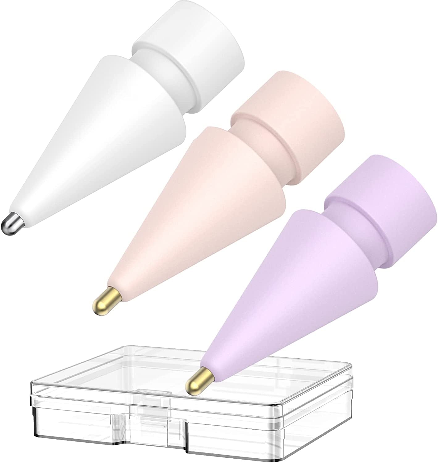 Delidigi 2 Pack Pencil Tips for Apple Pencil 2Nd Gen and 1St Gen, Upgraded Metal Wear-Resistant Pen like Tips, Fine Point Precise Control Tips for Apple Pencil (White 1.3Mm)  Delidigi White Pink Lavender  