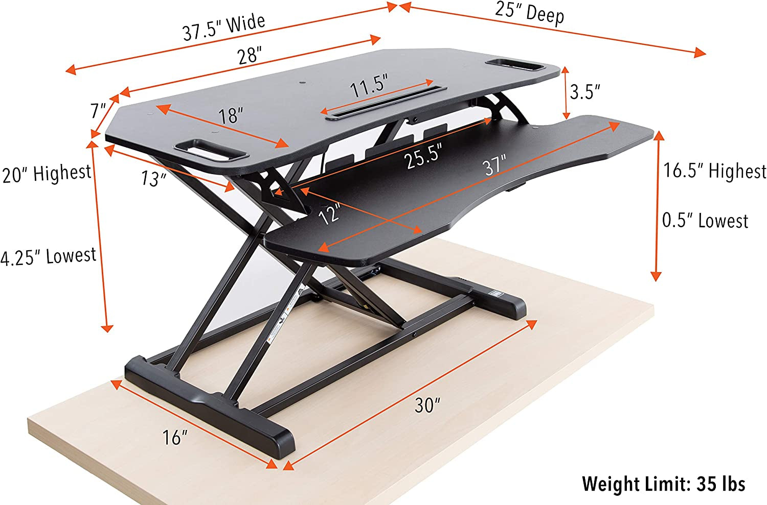 Flexpro Hero Corner Standing Desk Converter 37 Inch | Great for Cubicles & L-Shaped Desks | 2 Level Sit to Stand Workspace with Keyboard Shelf & Monitor Riser | Easily Sit or Stand (Black / 37 )  Stand Steady   
