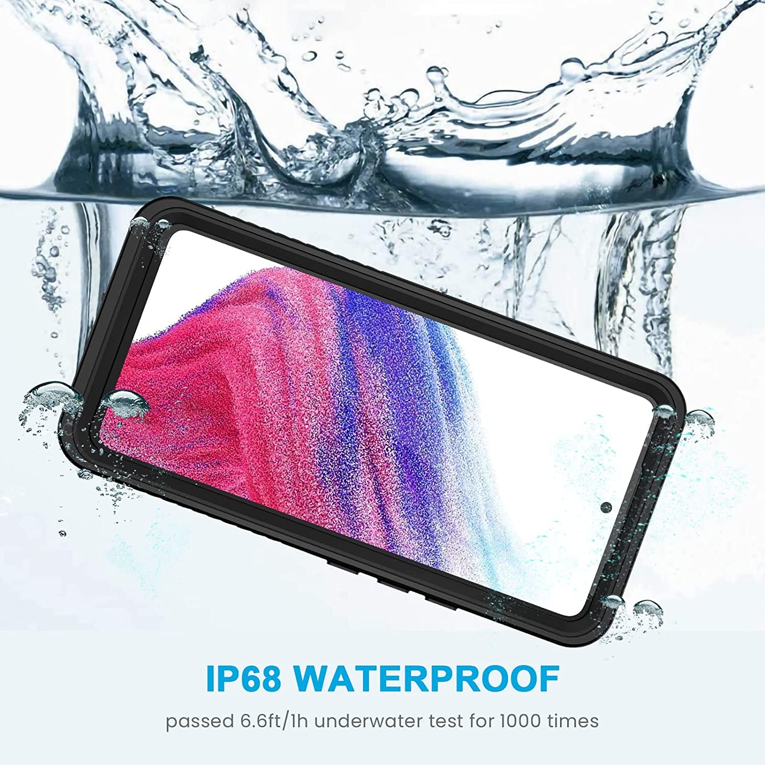 Lanhiem Samsung Galaxy A53 5G Case, IP68 Waterproof Dustproof Case with Built-In Screen Protector, Rugged Full Body Shockproof Phone Cover for Samsung A53 5G, Black/Clear  Lanhiem   