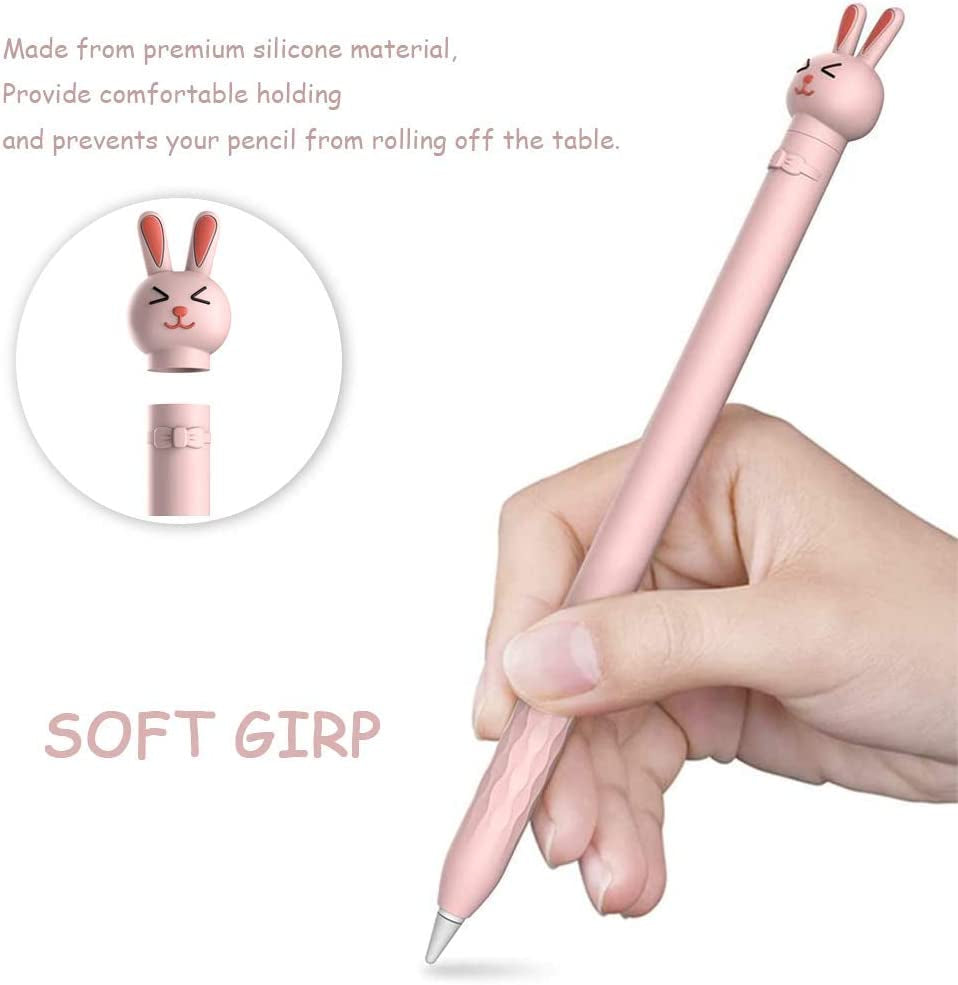 Case for Apple Pencil 1St Generation Ipencil Case Soft Silicone Sleeve Cute Rabbit Design Holder Protective Cover Accessories Compatible with Ipad Pencil 1St Gen Pink Bunny  Meowster   