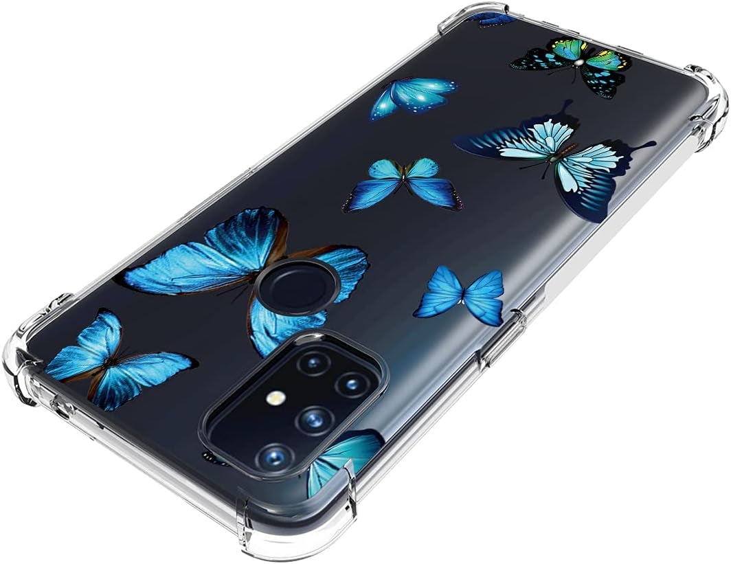 Vokuha for Oneplus Nord N10 5G Case, Oneplus N10 5G Case for Girls, Clear Slim Shockproof Pattern Soft Flexible TPU Rubber Back Phone Protective Cover Cases for Oneplus Nord N10 5G (Blue Butterfly)  Vokuha   