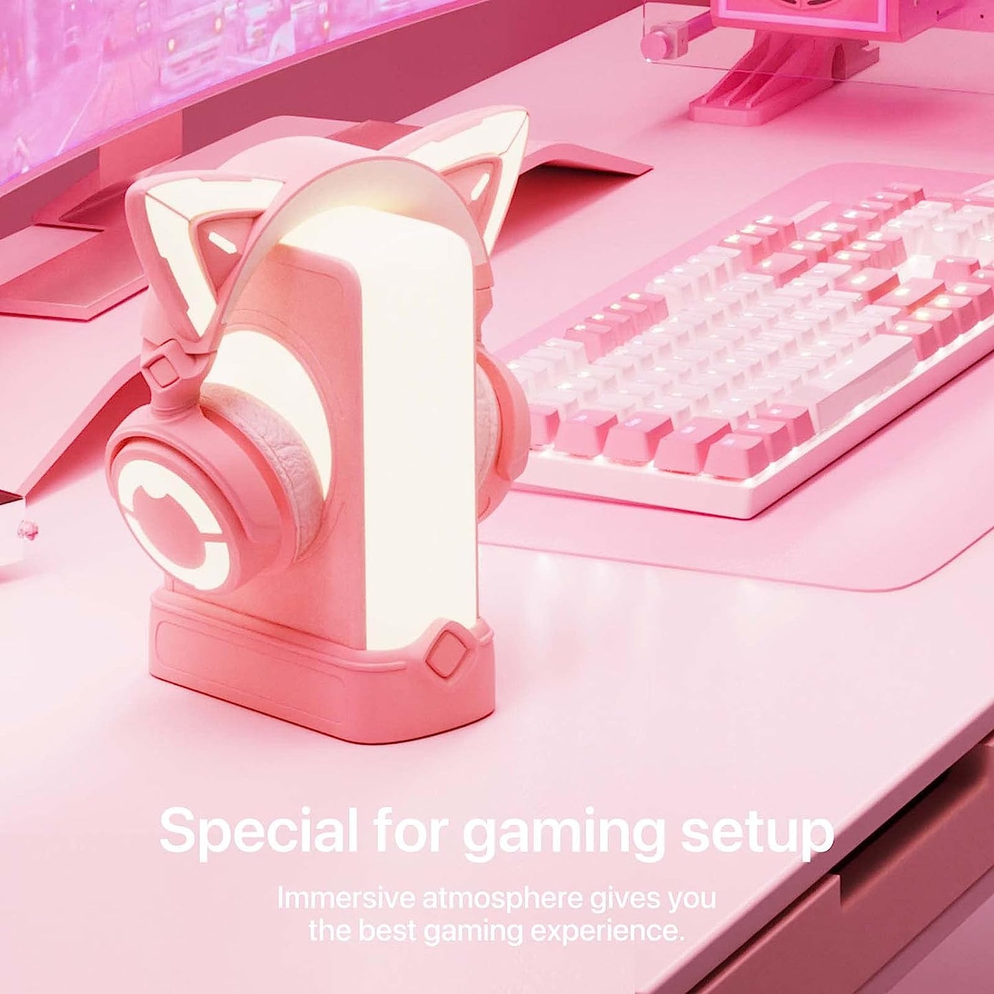 Yowu Crystal Headphone Stand - 3 in 1 Multiport Dock Headest Stand with 10 Magical Light Modes - RGB Headphone Holder for Desk.Compatible with Airpods Max,Etc  YOWU   