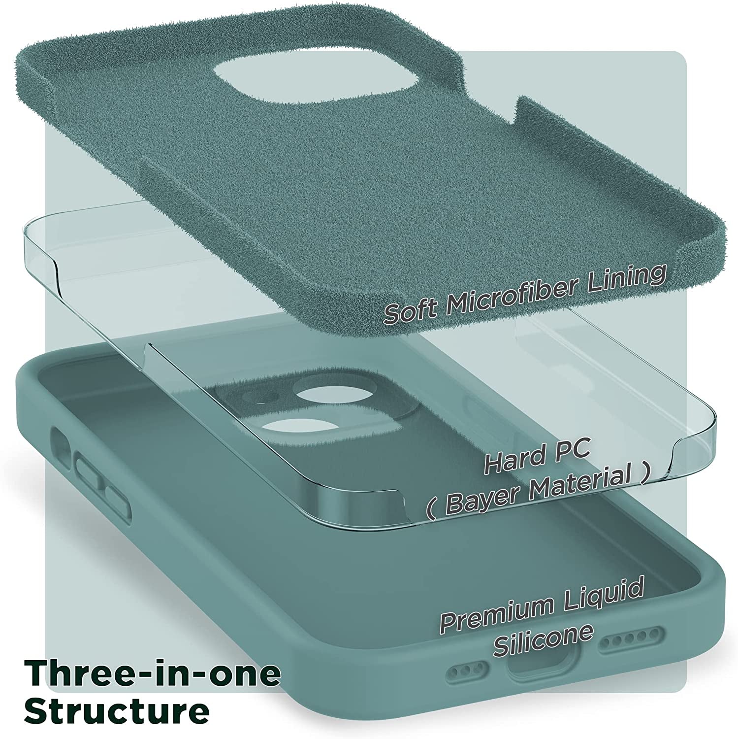 SURPHY Compatible with Iphone 14 Case with Screen Protector (Camera Protection + Soft Microfiber Lining) Liquid Silicone Phone Case 6.1 Inch 2022, Cactus Green  SURPHY   