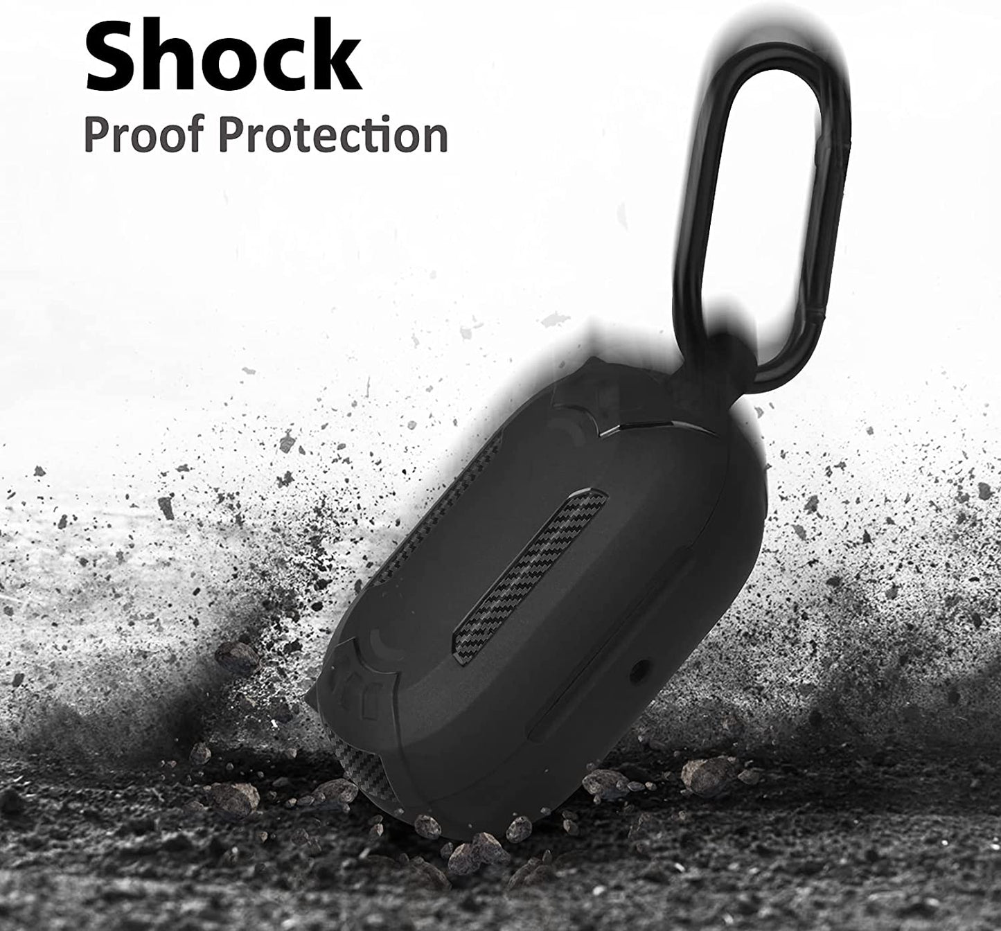 AIRSPO Case Designed for Galaxy Buds plus Case (2020) / Galaxy Buds Case (2019) Full-Body Protective Skin with Keychain (Black)  AIRSPO   