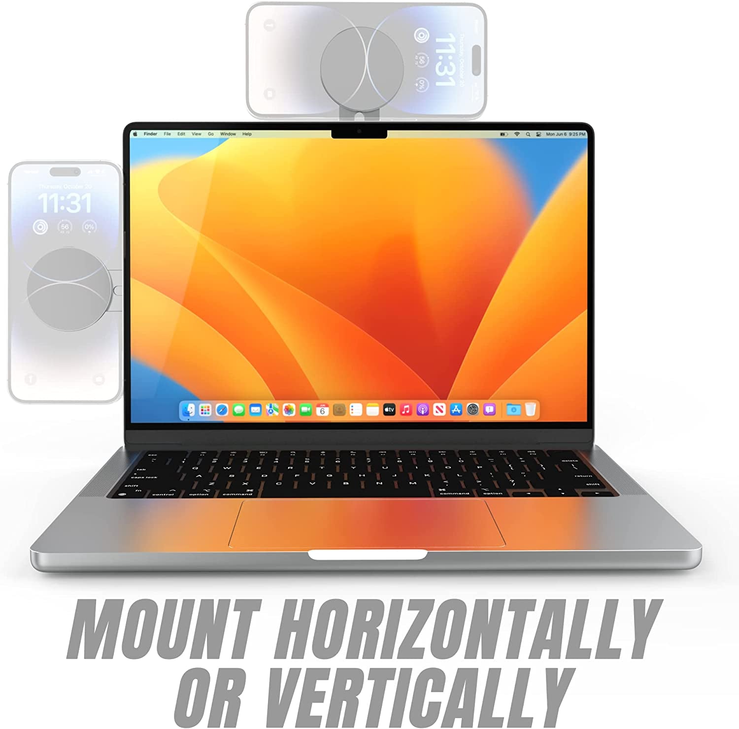 ICONIT Continuity Flip Iphone Laptop Mount - Slim Magnetic Phone Holder Swivels 180° for Laptops and Monitors - Adjustable Magnetic Arm - Compatible with Iphone 14/13/12 plus Pro Max (Gray)  ICONIT   