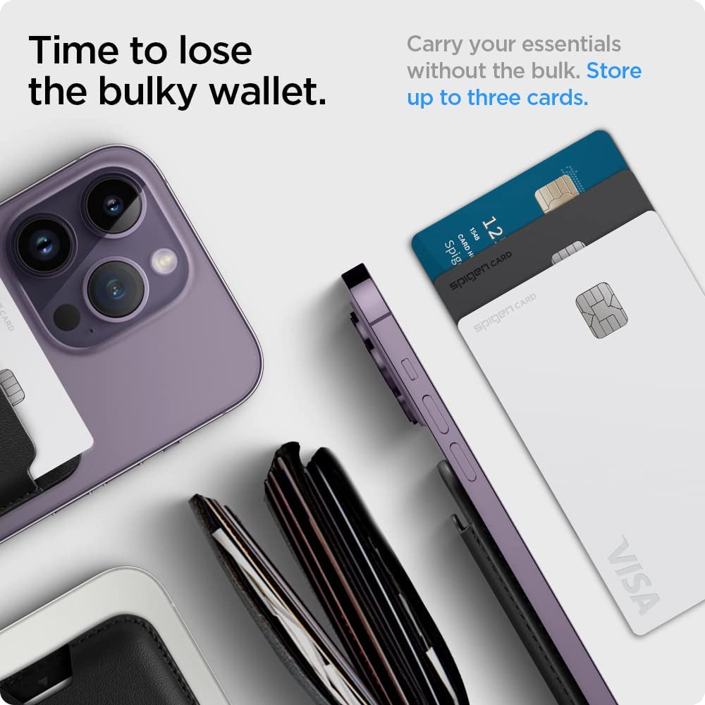 Spigen Valentinus (Magfit) Magnetic Wallet Card Holder 3-Cards Designed for Magsafe Compatible with Iphone 14, Iphone 13, Iphone 12 Models - Black  Spigen   