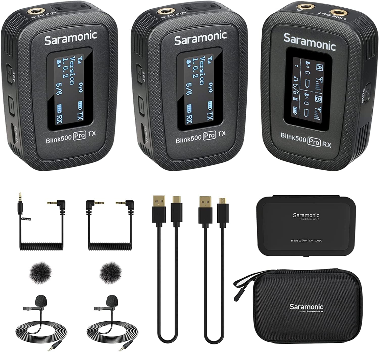 Saramonic Blink500 Pro Dual-Channel Wireless Lavalier Microphone with USB-C Receiver for USB-C Android Phone Laptop Tablet Video Audio Recording Facebook Youtube Podcast Vlog Interview (B6)  Saramonic Blink500 Pro B2  