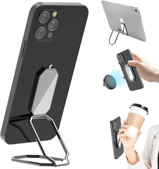 Phone Ring Holder Finger Kickstand, Upgraded 360° Rotation Metal Phone Grip for Magnetic Car Mount Foldable Cell Phone Stand Compatible with Most Smartphones  imeilee   