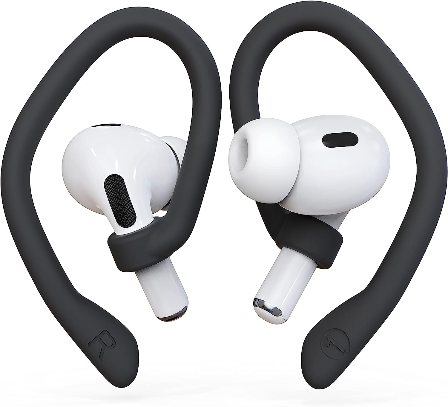[2 Pairs] Damonlight Ear Hooks for Airpods Pro 2 & 1, Airpods 3 & 2 & 1, Airpod Ear Hook, Anti-Slip Comfortable Fit, Ergonomic Design, Airpods Accessories (Medium, White)  DamonLight Black Small 