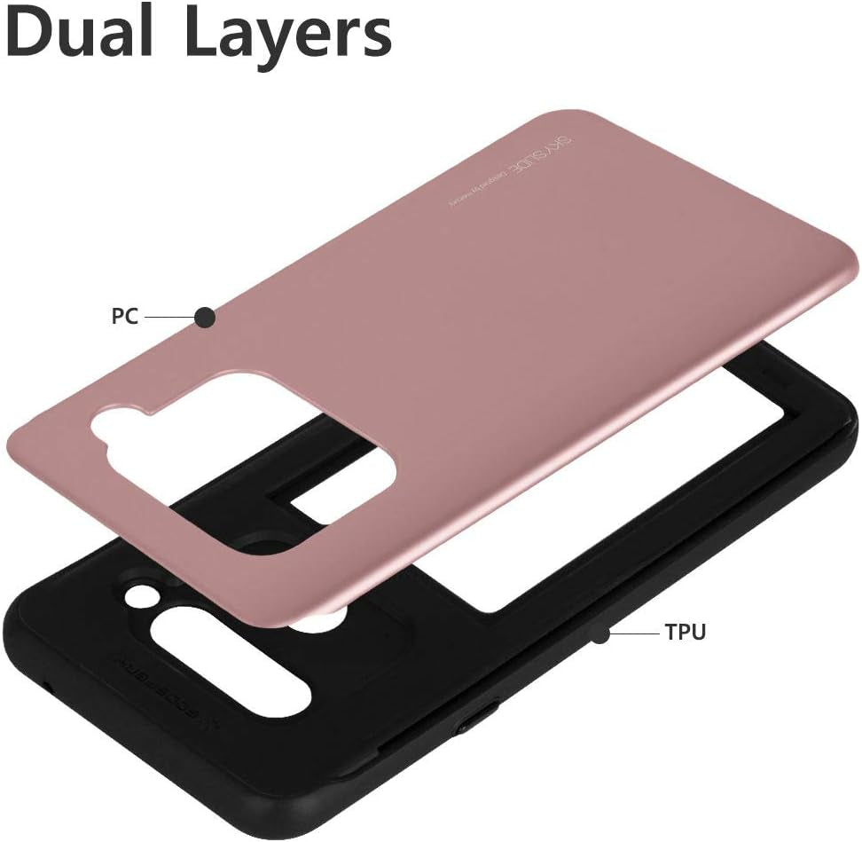 GOOSPERY LG V40 Thinq Case, LG V40 Case [Sliding Card Holder] Protective Dual Layer Bumper [TPU+PC] Cover with Card Slot Wallet for LG V40 Thinq (Rose Gold) LGV40-SKY-RGLD  GOOSPERY   