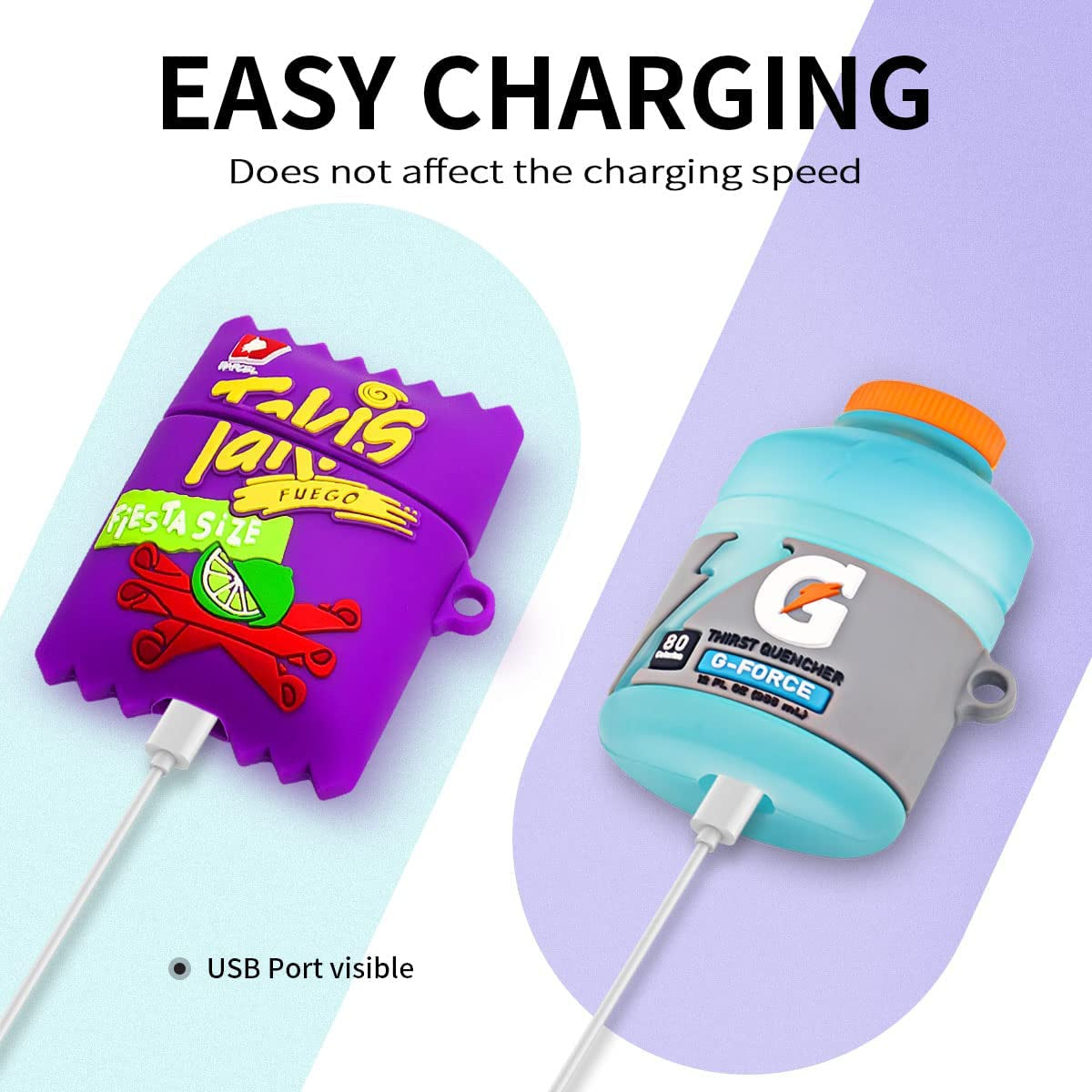 [3Pack]Cute Airpod Case for Airpod 2/1, 3D Cartoon Kawaii Bubble Gum&Sport Water&Purple Potato Airpods Cover Food Design Girl Boys Fashion Fun Protective Skin Accessories Silicone Case for Airpods 1&2  YIPINJIA   