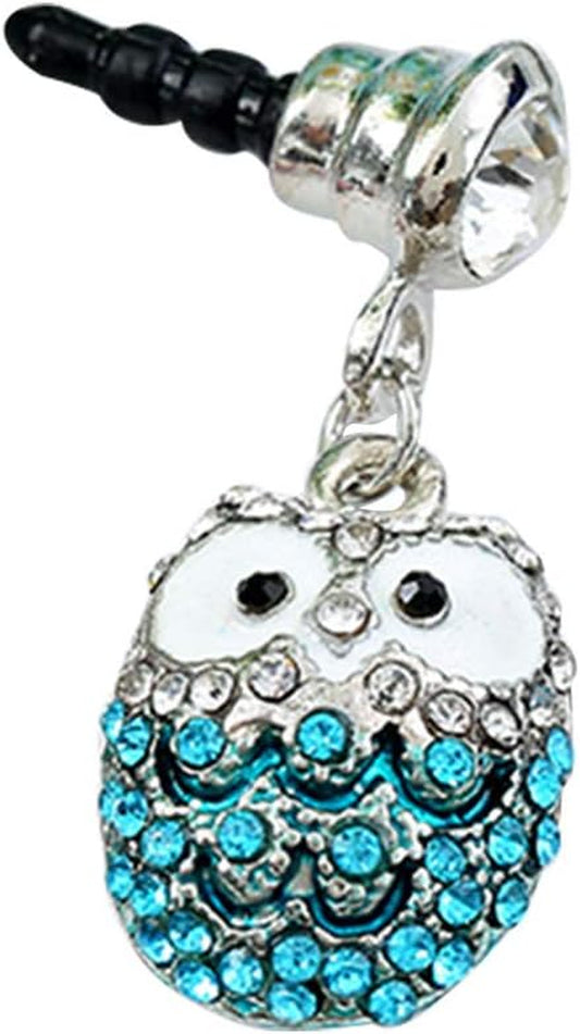 Hemobllo Diamonds Dust Plug Owl Earphone Jack anti Mobile Phone Accessories (Blue)  Hemobllo   