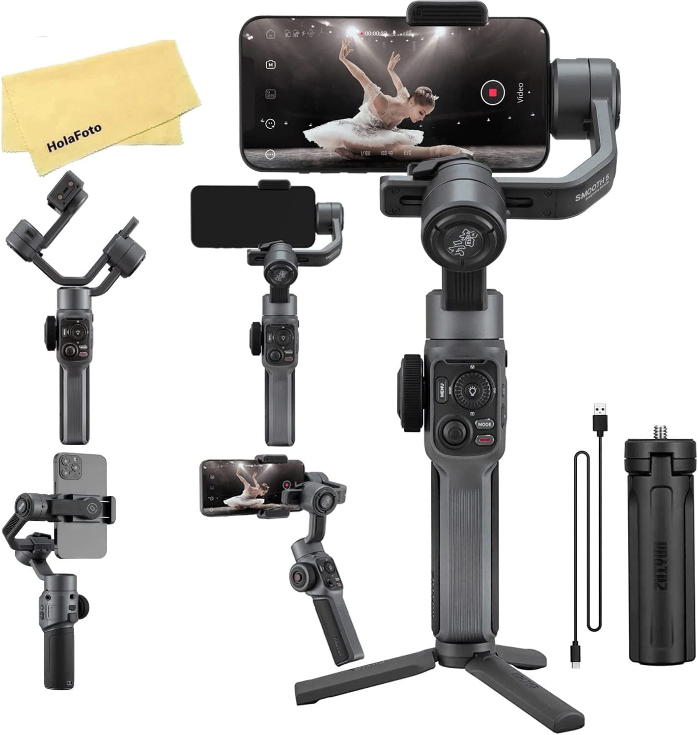 Zhiyun Smooth 5 Gimbal Stabilizer for Smartphone, Handheld 3-Axis Phone Gimbal for Iphone 13 Pro Max Mini 12 11 XS X XR 8 7 6 plus Android Cell Phone,Vlogging Stabilizer,Youtube Tiktok Video  Zhiyun   