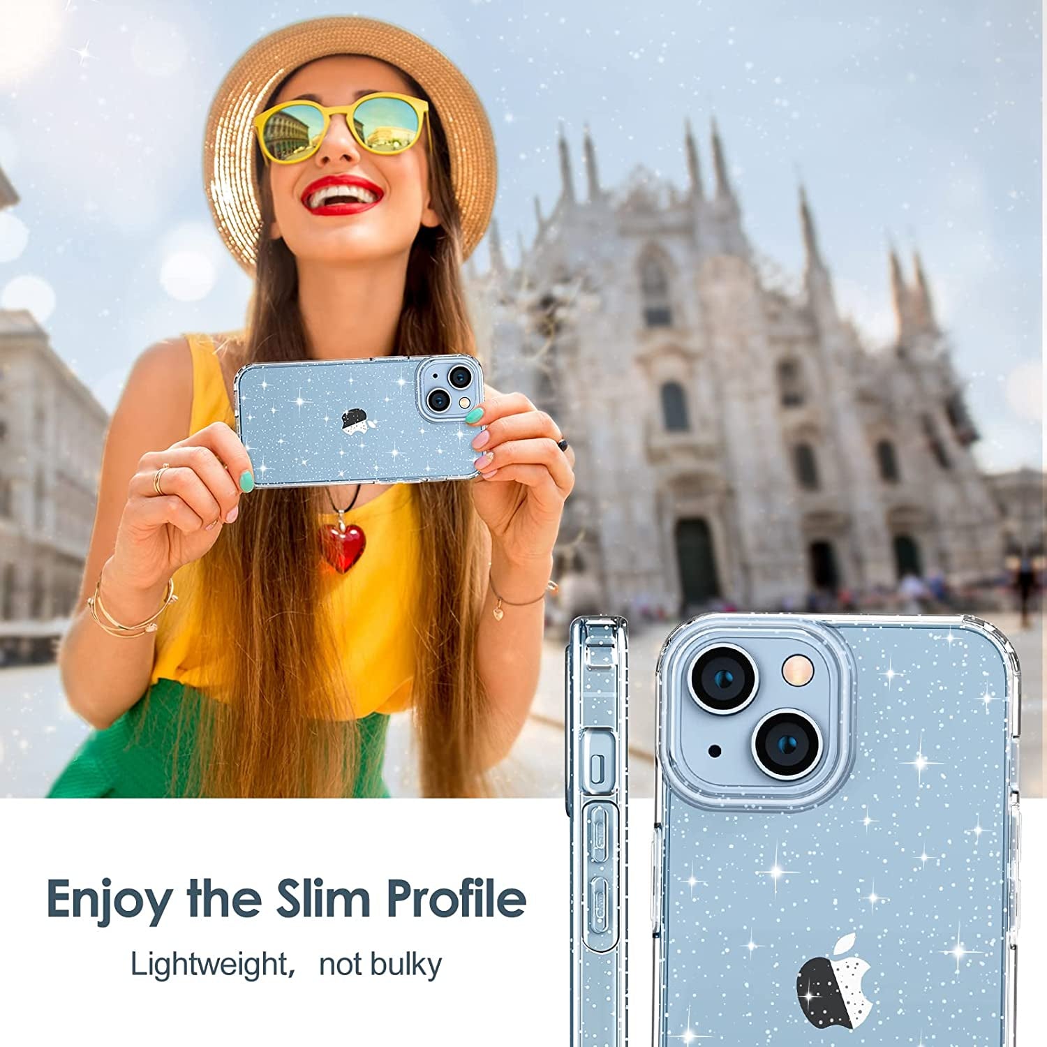 Hython Case for Iphone 14 Case Glitter, Cute Sparkly Clear Glitter Shiny Bling Sparkle Cover, Anti-Scratch Soft TPU Thin Slim Fit Shockproof Protective Phone Cases for Women Girls, Clear Glitter  Hython   