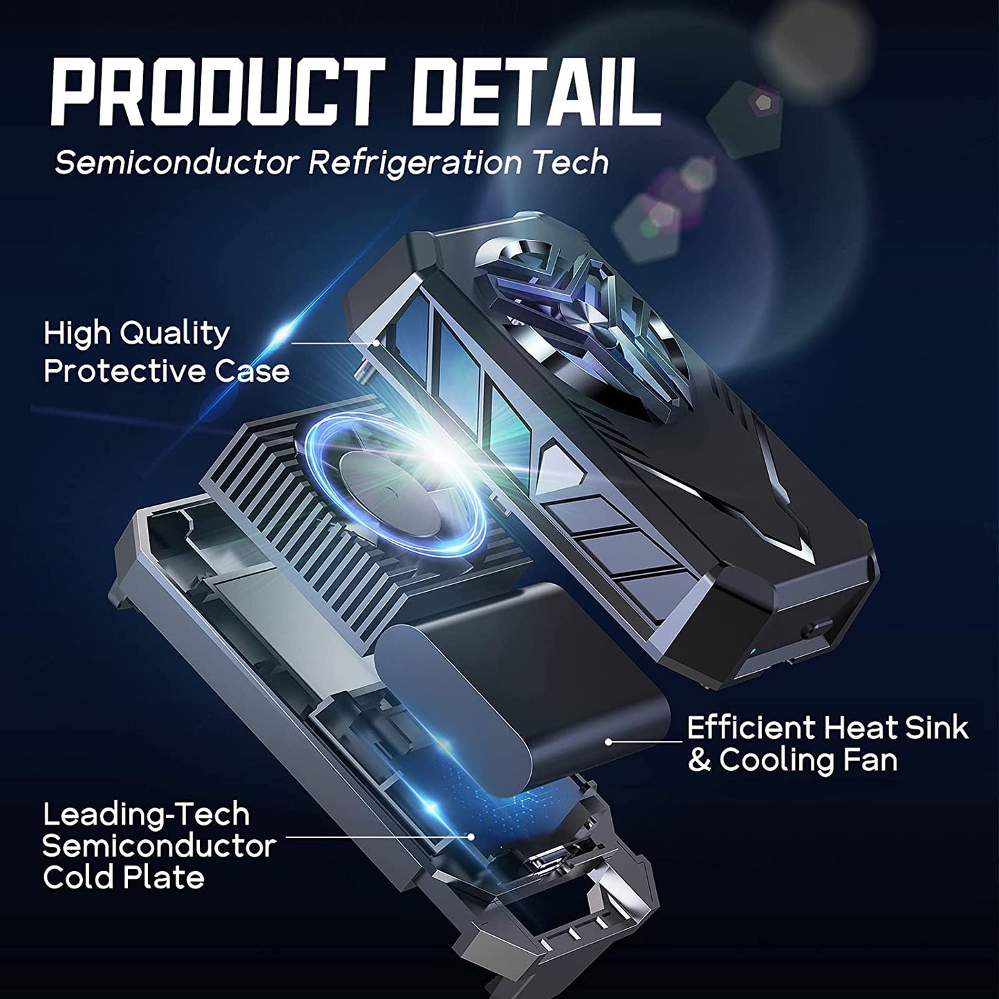 Phone Cooler Semiconductor Radiator Keep Phone Cool and Fast, Phone Cooling Fan for Gaming PUBG Live Broadcast, 4-7.5Inches Iphone/Android Cellphone Cooler, Noiseless Portable Phone Cooling Case  Yevheniys   