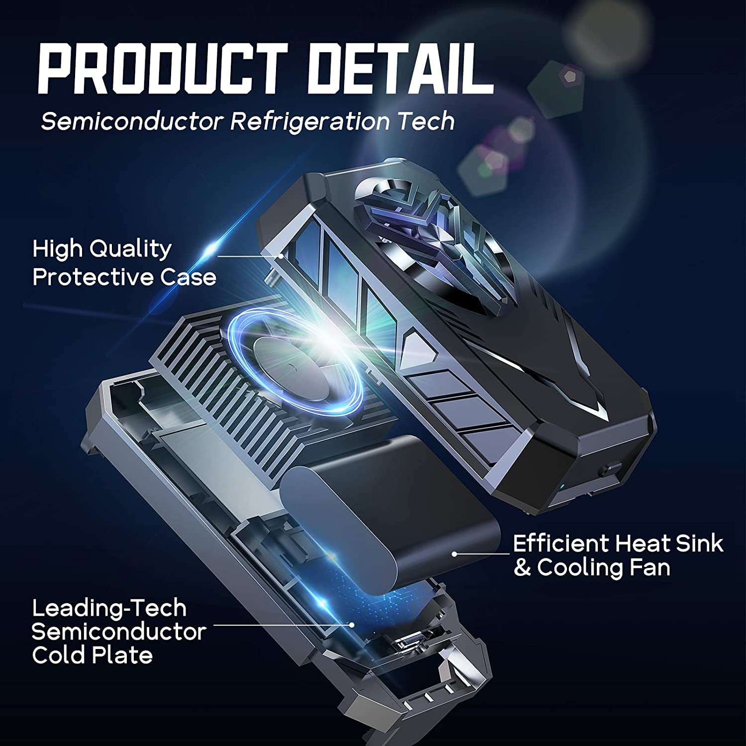 Phone Cooler Semiconductor Radiator Keep Phone Cool and Fast, Phone Cooling Fan for Gaming PUBG Live Broadcast, 4-7.5Inches Iphone/Android Cellphone Cooler, Noiseless Portable Phone Cooling Case  Yevheniys   