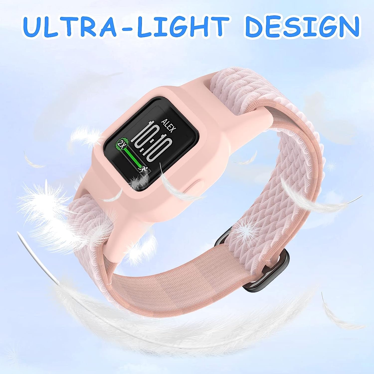 Eseekgo Elastic Bands Compatible with Garmin Vivofit Jr 3 Bands for Kids, Colorful Nylon Stretchy Loop Straps with Protective Case Adjustable Replacement Bands Accessories for Girls Boys  eseekgo   