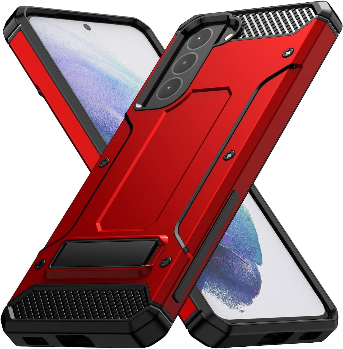 MMHUO for Samsung Galaxy S21 Case,Dual Layer Military Grade Drop Protection Galaxy S21 Case with Built in Kickstand Shockproof Protective Phone Case for Samsung Galaxy S21 5G,Red  MMHUO   