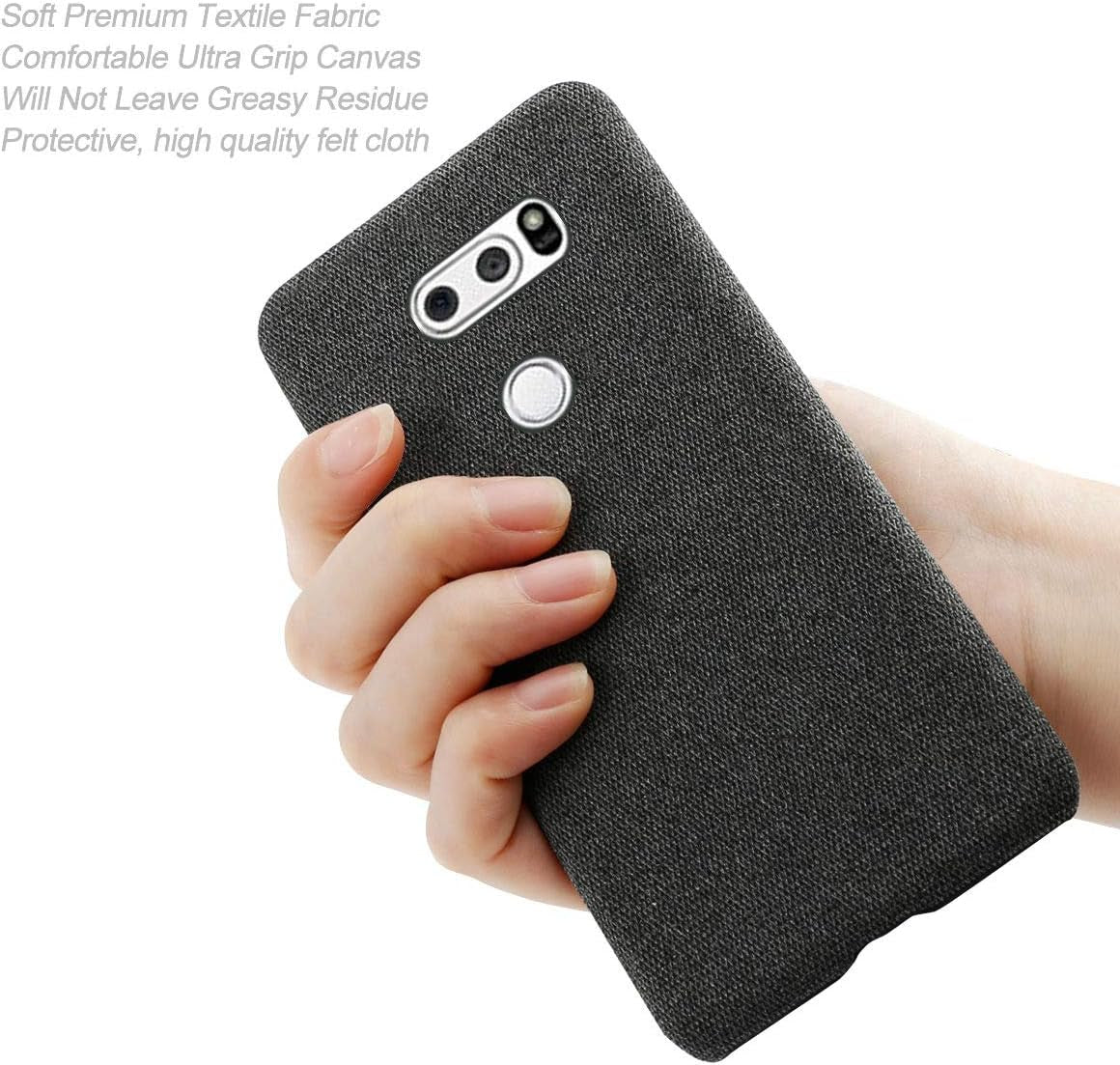 Grandcase LG V30 Case,Ultra-Thin Felt Cloth Anti-Fingerprint Shock Absorber Protective Cover for LG V30 6.0" -Black  Grandcaser   