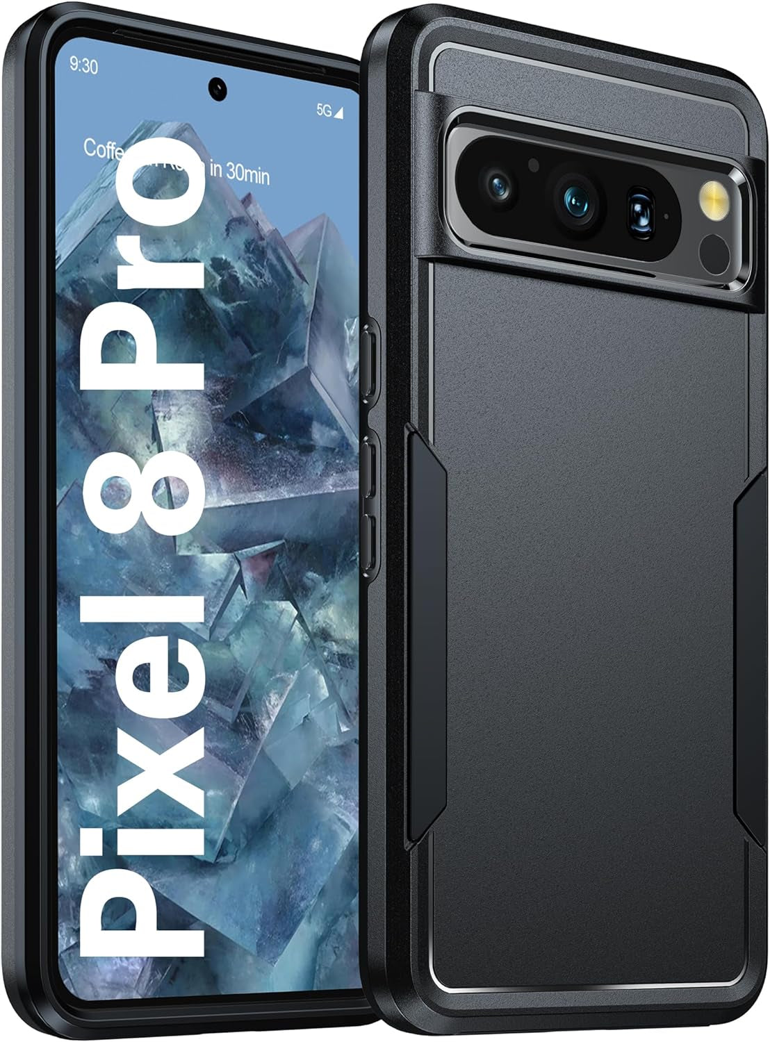 Oterkin for Google Pixel 8 Case Clear, [20X Anti-Yellowing] Pixel 8 Case with [2Pcs Tempered Glass Screen Protector][Built-In 4 Airbags][10Ft Military Protection] Google Pixel 8 Phone Case (Clear)  Oterkin Black Google Pixel 8 Pro Case 