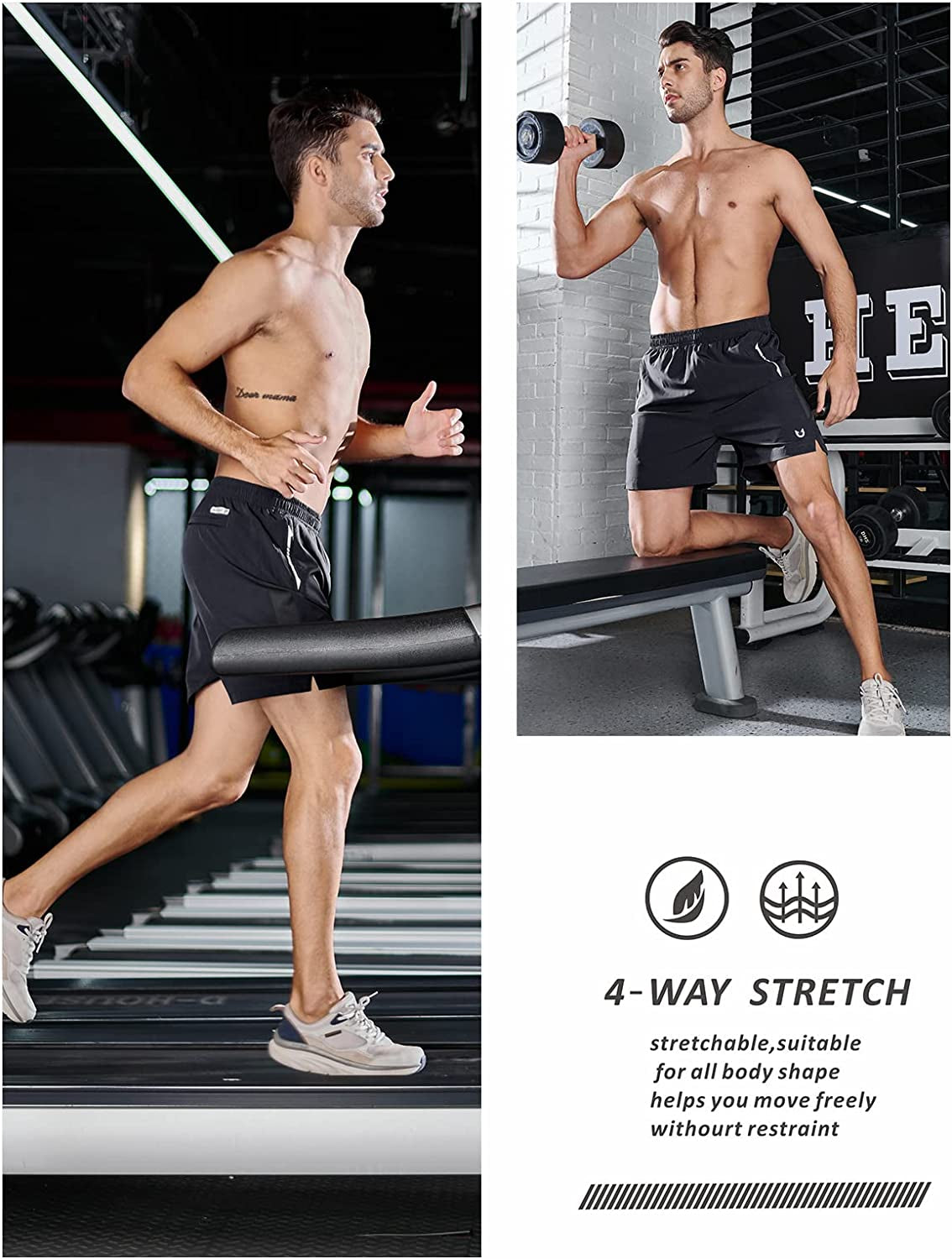 NORTHYARD Men'S Running Athletic Shorts 5 Inch Workout Gym Tennis Quick Dry Short for Active Training with Zipper Pockets  NORTHYARD   