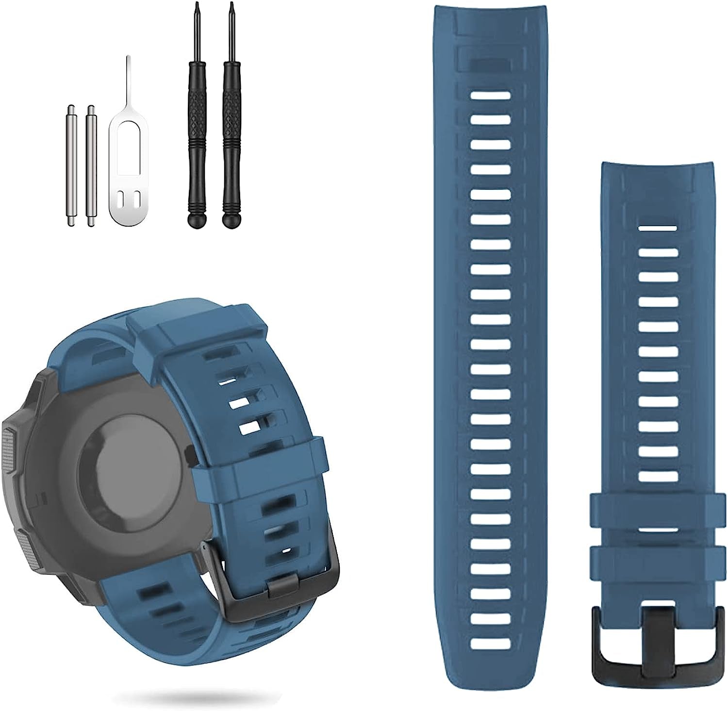 GERSIK Compatible with Garmin Instinct Bands, Soft Silicone Strap Sport Wristband Replacement for Garmin Instinct 2/Instinct Esports/Solar/Tide/Tactical GPS Smartwatch  GERSIK Blue  