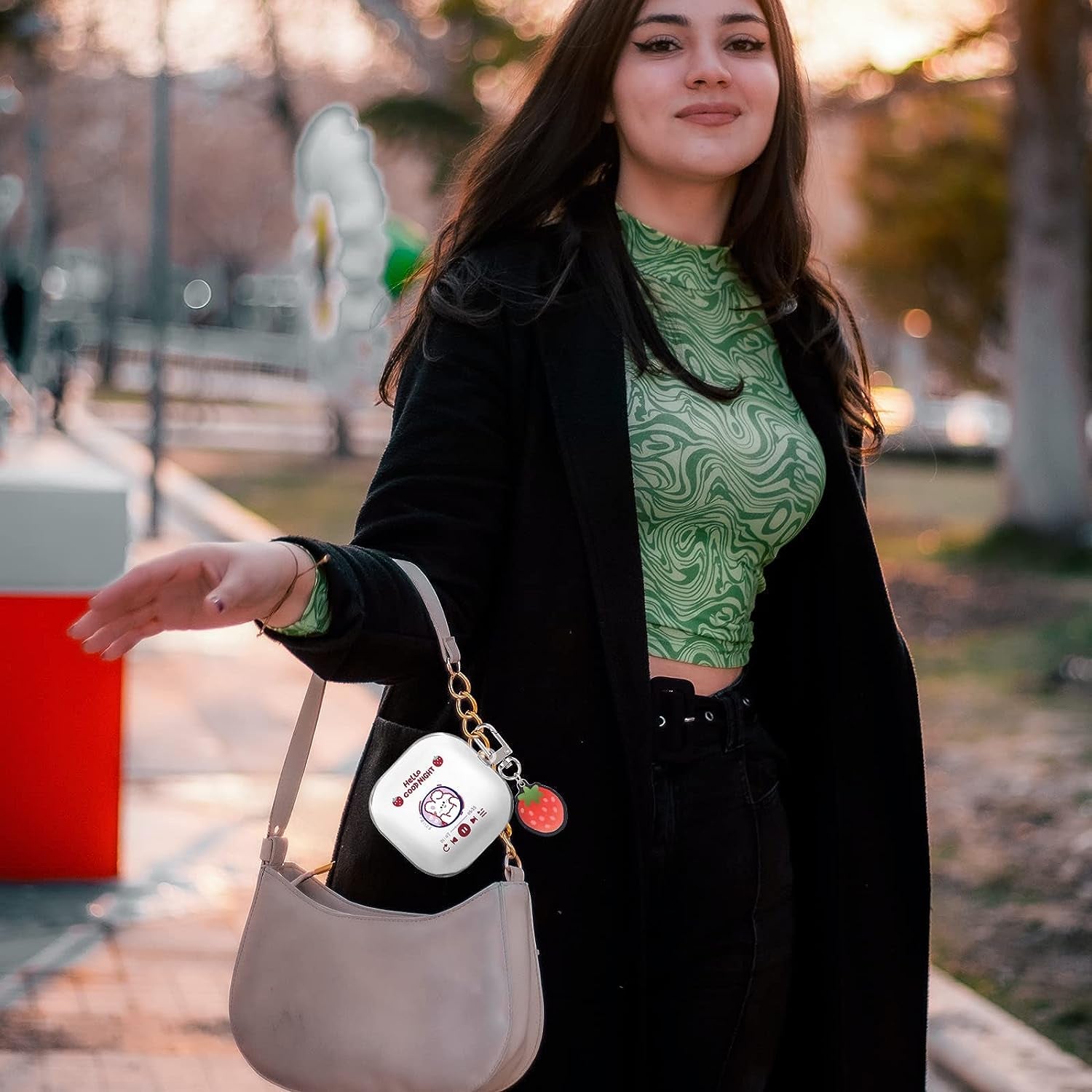 Cute Rabbit Case Compatible with Beats Fit Pro Clear Case with Kawaii Strawberry Bunny Keychain for Women Girls Kids Soft Silicone Anime Cover for Beats Fit Pro  CameCosy   