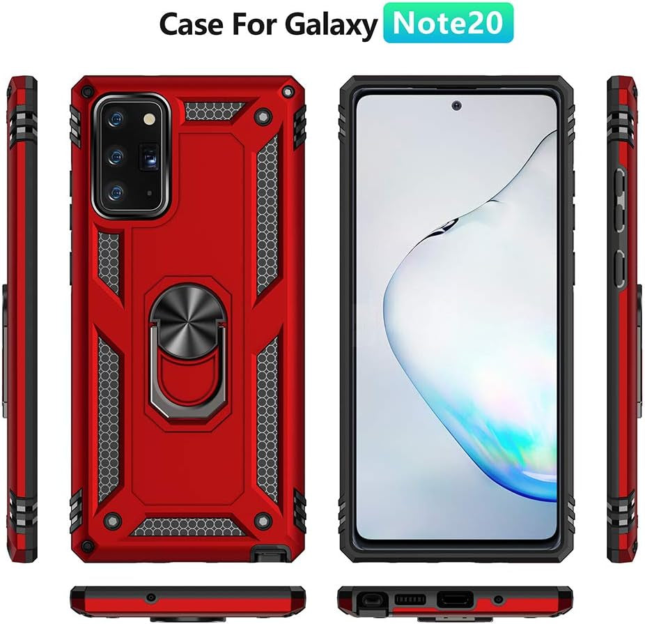 Military Grade Drop Impact for Samsung Galaxy Note 20 Case Note 20 5G Case 360 Metal Rotating Ring Kickstand Holder Armor Heavy Duty Shockproof Case for Galaxy Note 20 5G Phone Case (Sliver)  Dionsibei   
