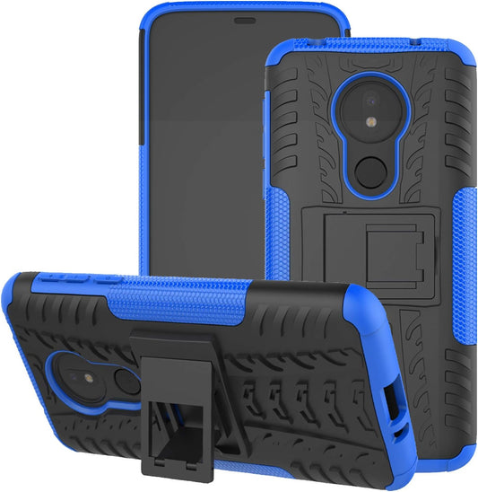Moto G7 Power Case, Moto G7 Supra Case, Viodolge [Shockproof] Hybrid Tough Rugged Dual Layer Protective Phone Case Cover with Kickstand for Motorola Moto G7 Power/Supra (Blue)  Viodolge   