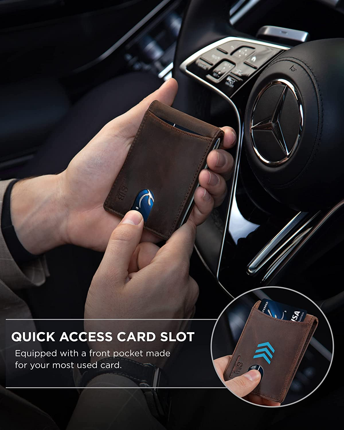 SERMAN BRANDS RFID Blocking Slim Bifold Genuine Leather Minimalist Front Pocket Wallets for Men with Money Clip Thin Mens  SERMAN BRANDS   