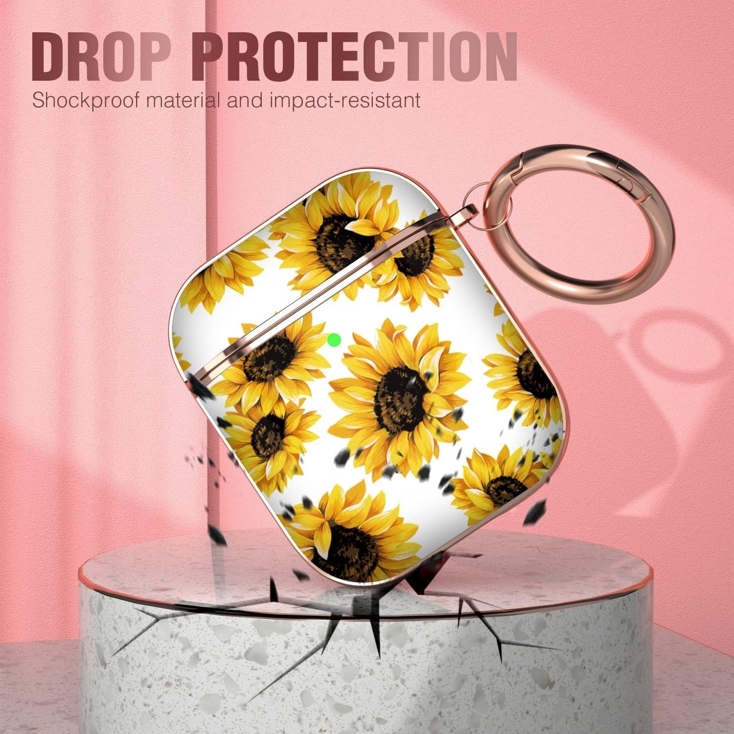 Maxjoy for Airpods Case Cover, Sunflower Flower Cute Air Pod 2 Case for Women Hard Protective Ipods Cover with Keychain for Airpod 2Nd 1St Generation Wireless Charging Case, Floral  Maxjoy   