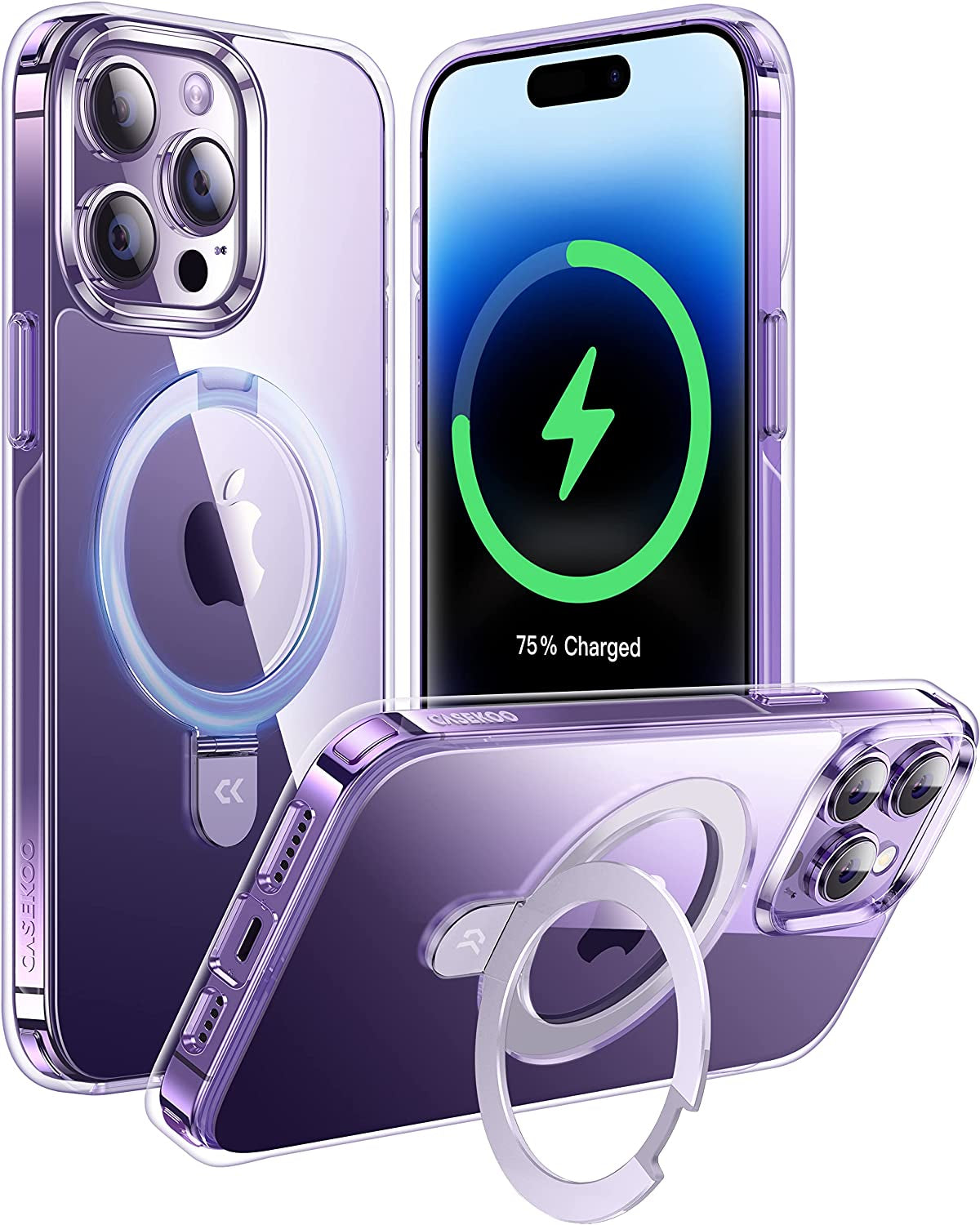 CASEKOO Magnetic Clear for Iphone 14 Pro Case with Invisible Stand [Compatible with Magsafe] [Non Yellowing] Shockproof Protective Slim Ring Holder for Women Men Phone Cases 6.1 Inch 2022, Clear  CASEKOO   