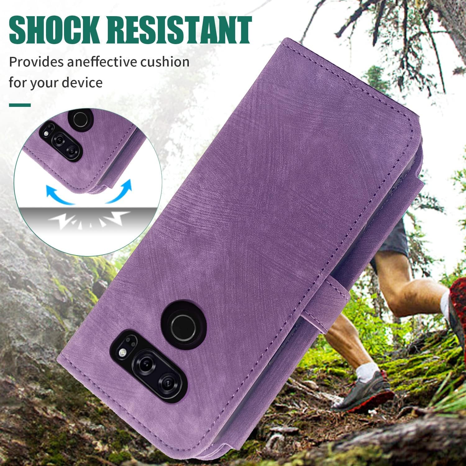 Compatible with LG V35 Thinq V30 plus Wallet Case Flip Credit Card Holder Cell Phone Cover for Folio Purse Lanyard Wrist Strap Rugged Slot Mobile LGV30 LGV35 LG30 LG35 V 30 35 V30+ V30S H931 Purple  Furiet   
