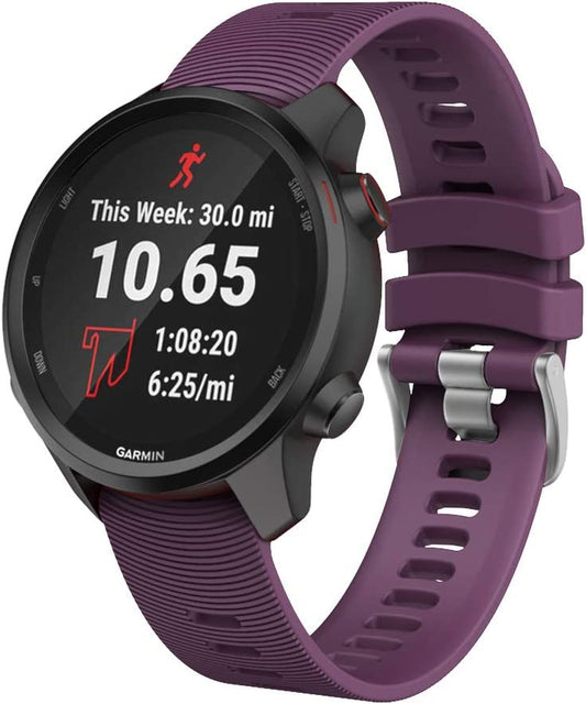 ISABAKE Watch Band for Garmin Forerunner 245 / 245 Music/ Forerunner 645 / 645 Music,Compatible with Garmin Vivoactive 3 /Venu Sq/Vivomove Hr，20Mm Soft Silicone Replacement Wristbands (Purple)  ISABAKE   