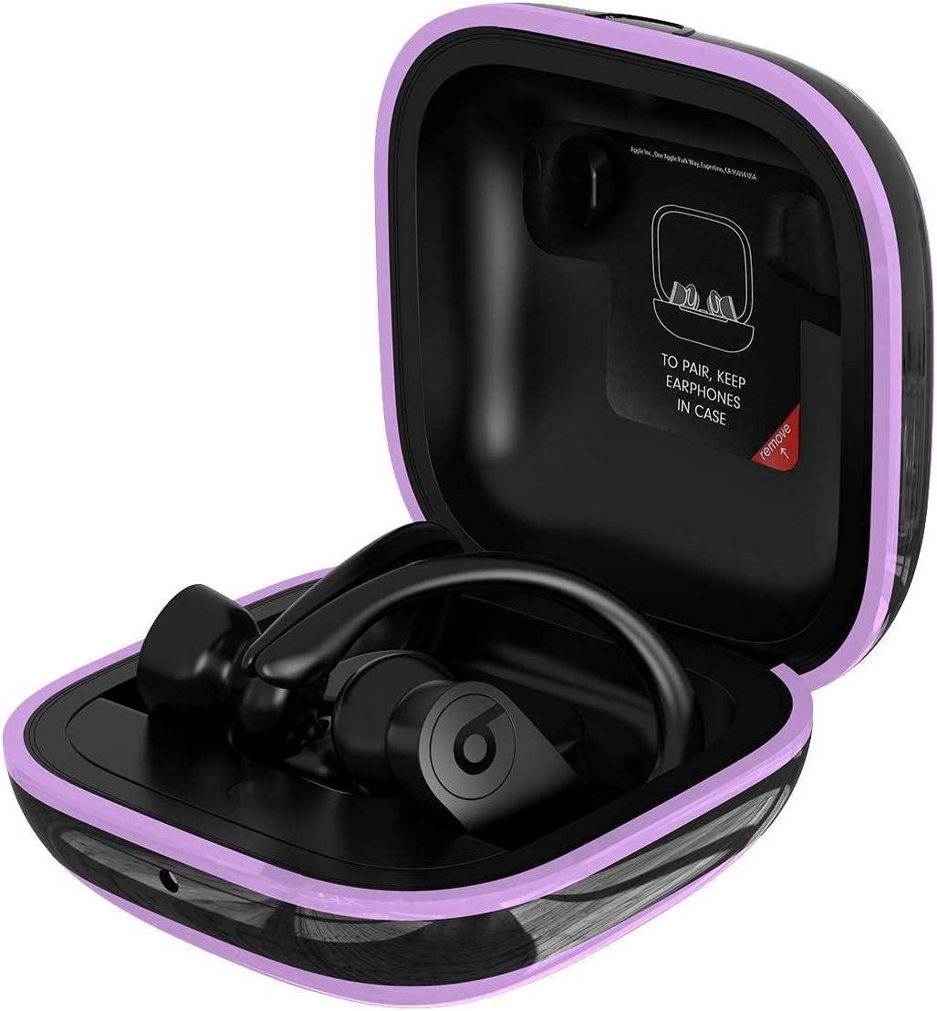 Compatible with Powerbeats Pro Case Cover, Anti-Lost and Shock-Proof Easy-To-Carry Durable Silicone Protective Case Skin for 2019 Latest Beats Powerbeats Pro (Burgundy)  meiyasy Black Edge-Light Purple Black Edge 