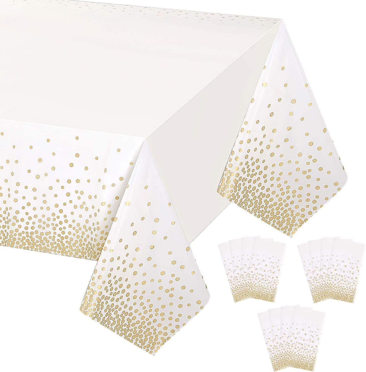 Gexolenu 4 Pack Black and Gold Disposable Plastic Tablecloth for Rectangle Tables(54" X 108"), Party Table Cloth Birthday,Table Cloths Graduation Decorations Class of 2023  Gexolenu Gold 12 PCS 