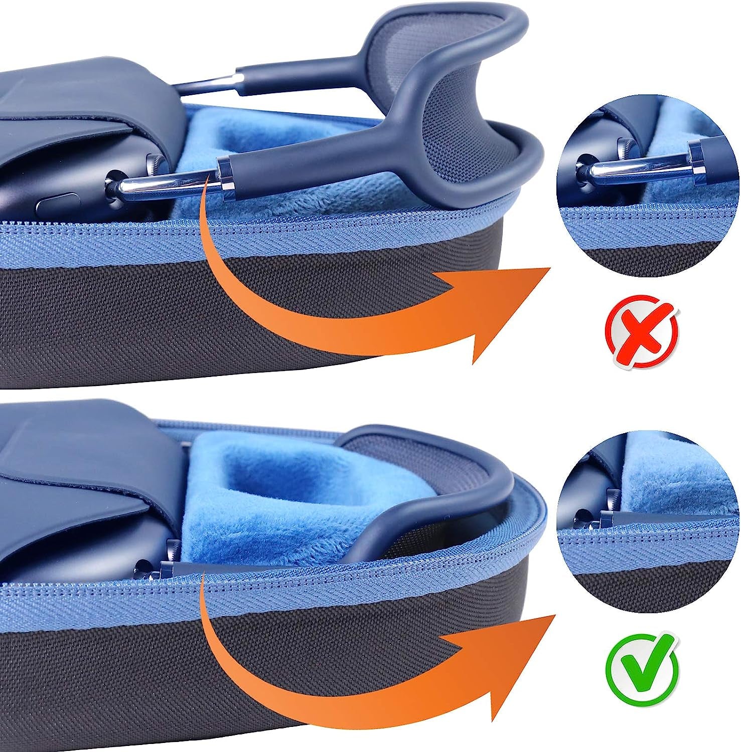 Co2Crea Hard Case with Sleep Mode Replacement for Apple Airpods Max Headphone (Black Case + inside Blue)  co2CREA   