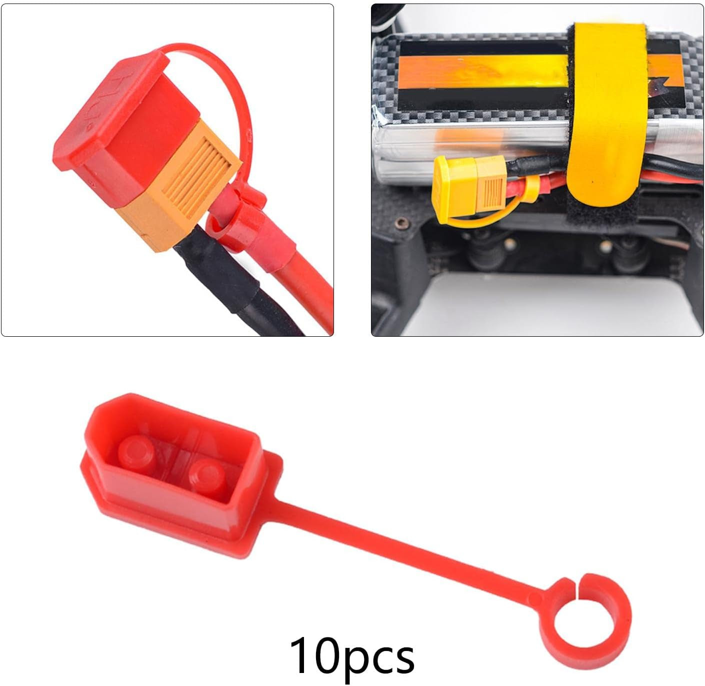 Yiju XT60 Male Female Plug Dust Protector Plug Protective Cover for Lipo Battery , Red  YIJU   