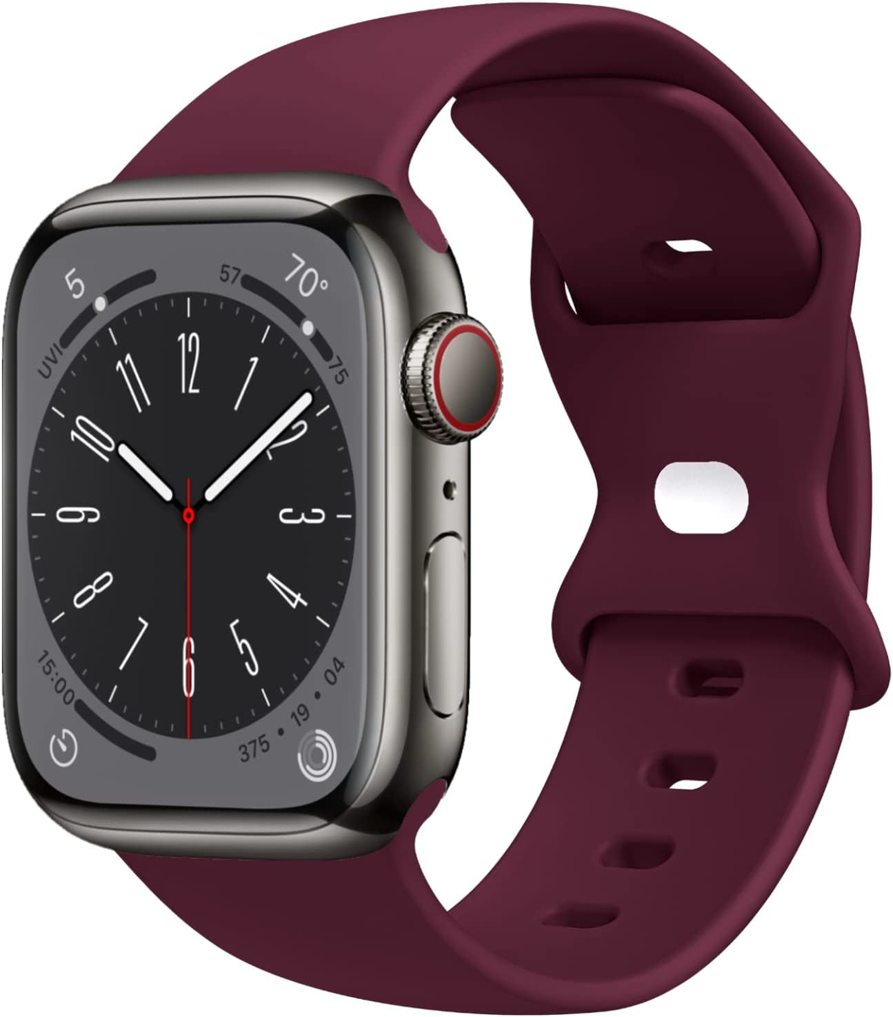 STG Sport Watch Band Compatible with Apple Watch Band 38Mm 40Mm 41Mm 42Mm 44Mm 45Mm 49Mm, Soft Silicone Replacement Sport Strap Compatible for Iwatch Ultra SE Series 8/7/6/5/4/3/2/1 (42Mm/44Mm/45Mm/49Mm, Klein Blue)  STG Wine Red 42mm/44mm/45mm/49mm 