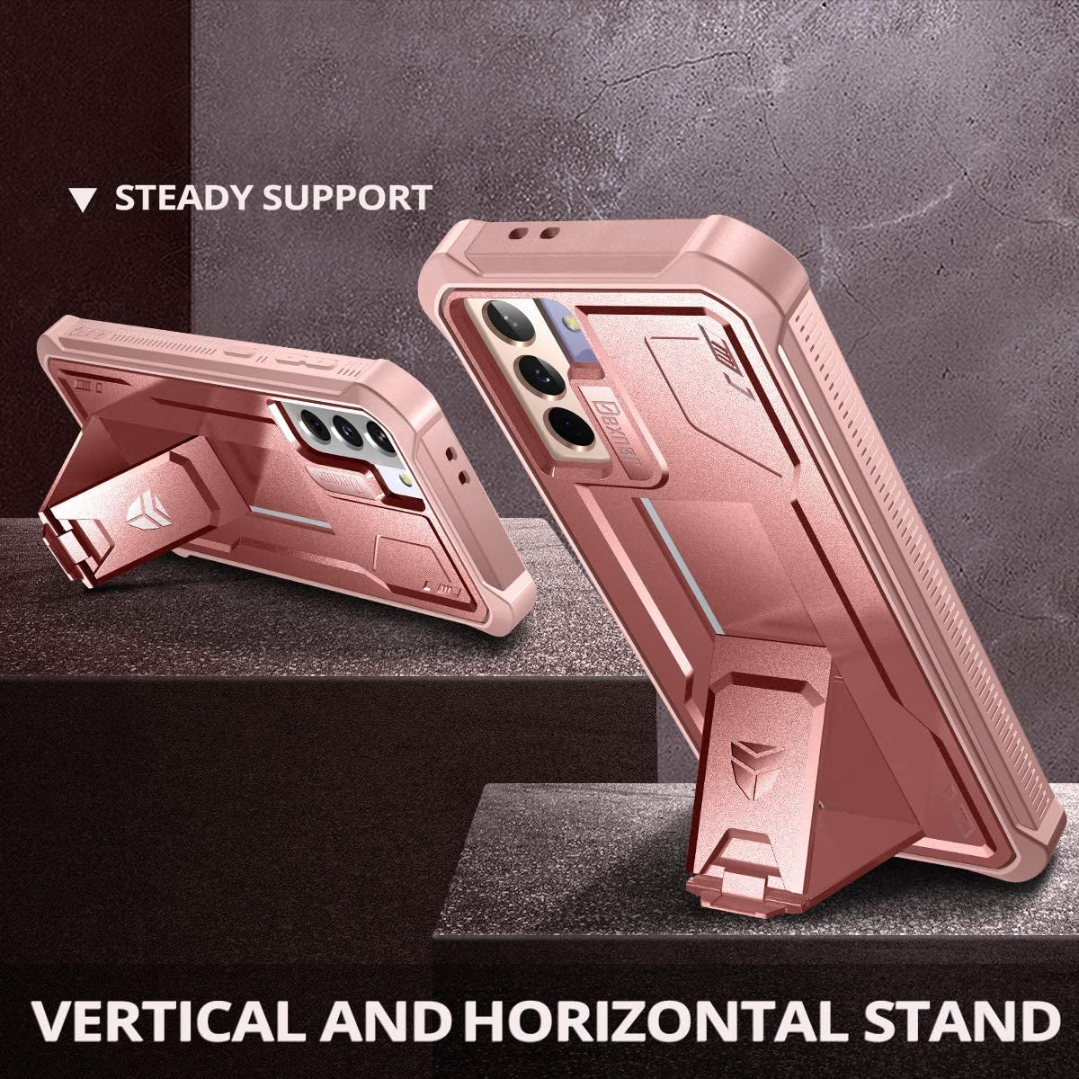 Dexnor for Samsung Galaxy S21+ plus Case, [Built in Screen Protector and Kickstand] Heavy Military Grade Protection Shockproof Protective Cover for Samsung Galaxy S21 plus 5G, 6.7 Inch Rose Gold  Dexnor   