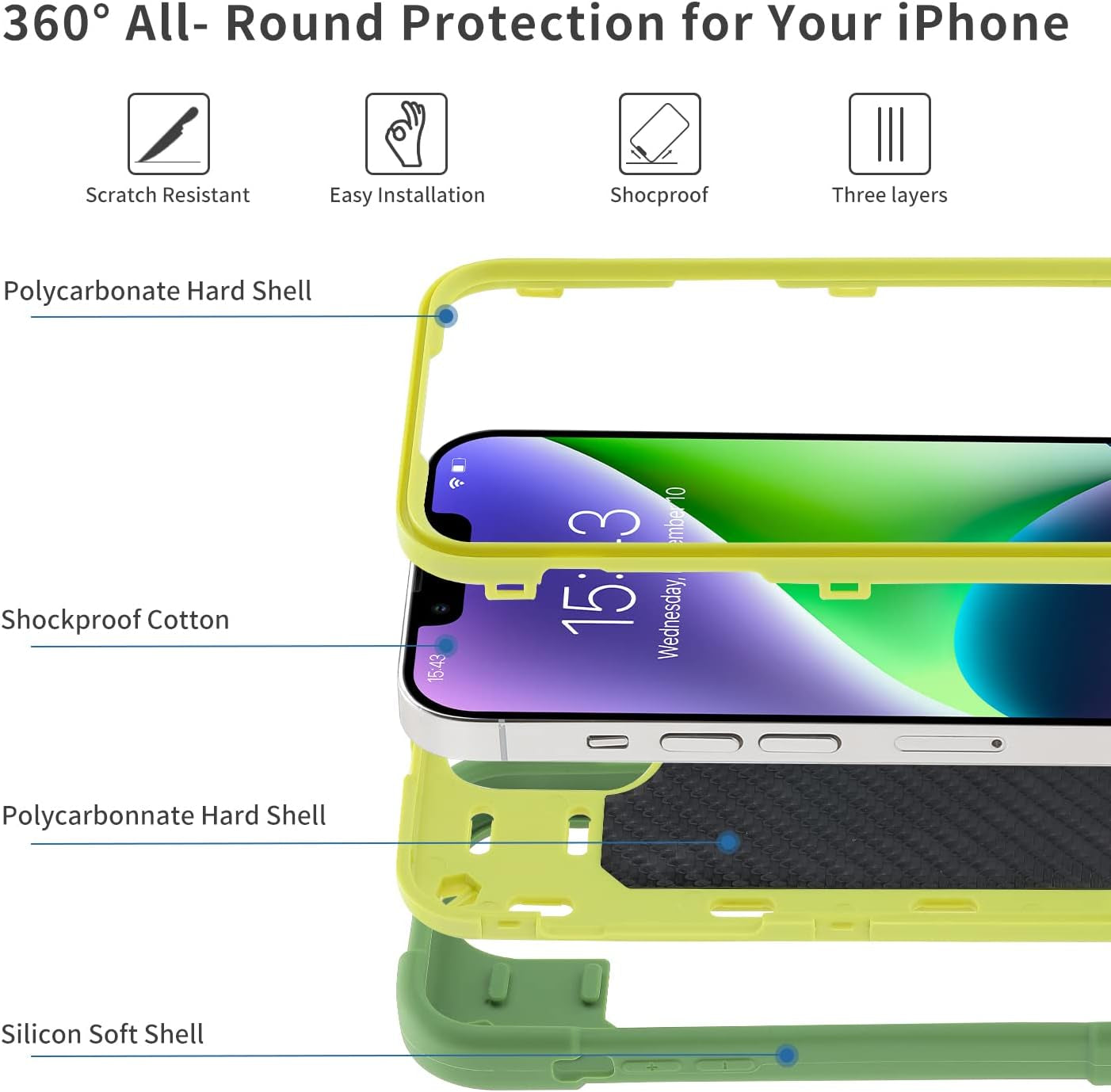 MARKILL Compatible with Iphone 14 plus Case 6.7 Inch with 360 Degree Rotate Ring Stand, Military Grade Drop Protection Full Body Rugged Heavy Duty Protective Cover for Iphone 14 Plus. (Avocado)  MARKILL   