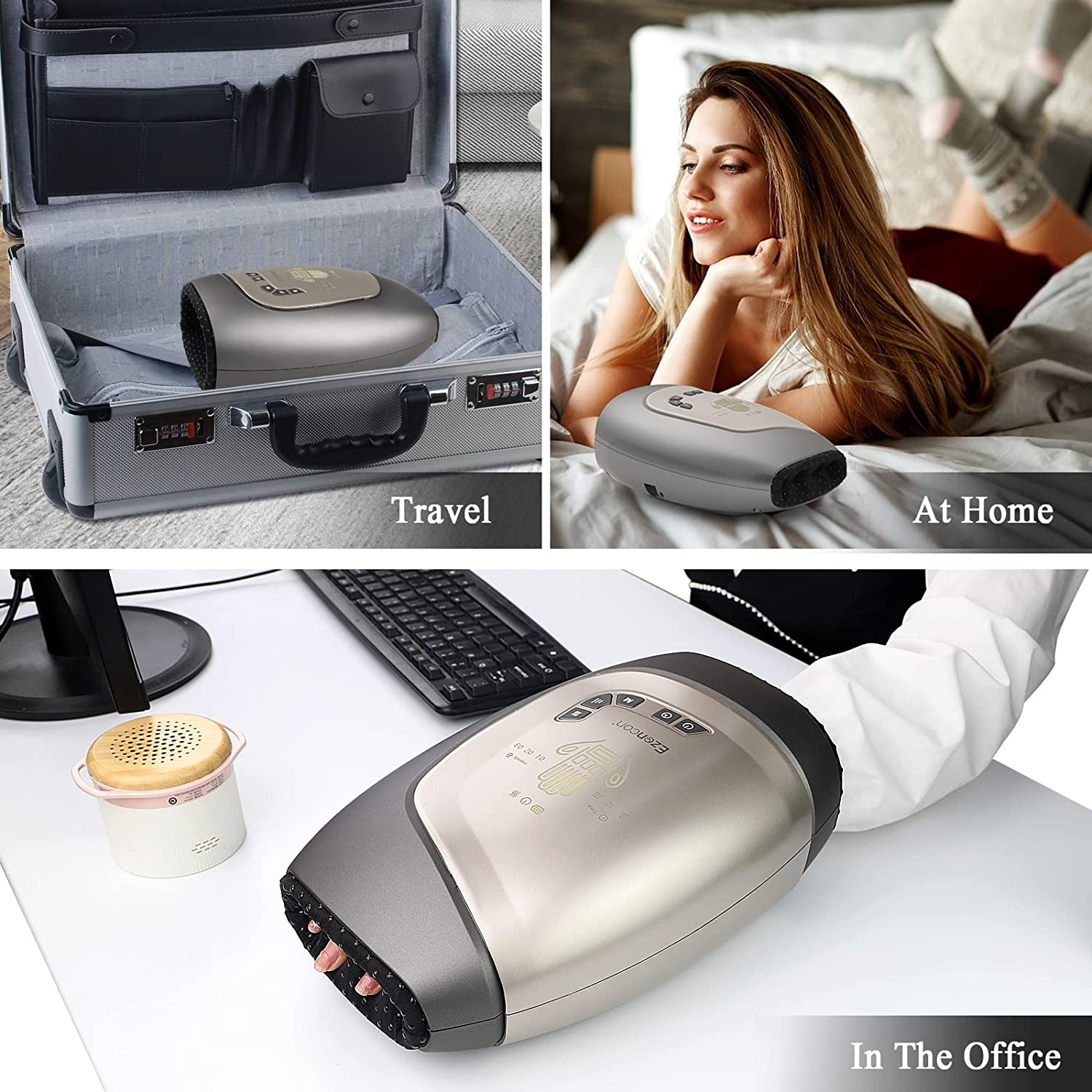 Ezencon Hand Massager with Heat, Rechargeable Finger Massager with Fingers Opening, Cordless Wrist Hand Massager for Arthritis Pain Relief with Compression & Heating, Birthday Gifts for Women  Ezencon   