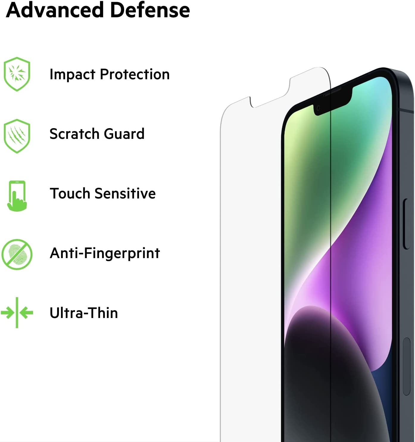 Belkin Temperedglass Iphone 14, Iphone 13 and Iphone 13 Pro, Screen Protector Easy Bubble Free Application with Included Installation Guide Stickers, 9H Hardness Tested  Belkin   