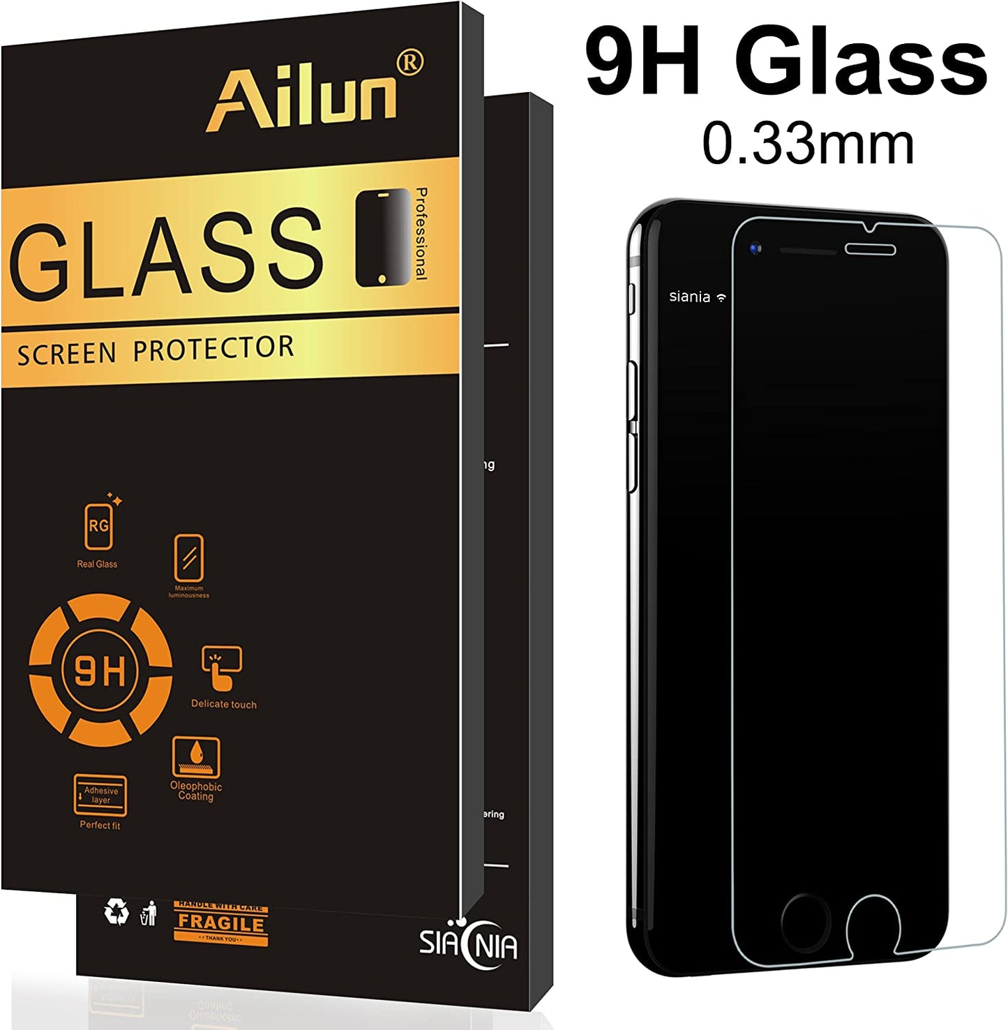 Ailun Screen Protector Compatible for Iphone 8 Plus,7 Plus,6S Plus,6 Plus, 5.5 Inch 3Pack Case Friendly Tempered Glass  Siania   