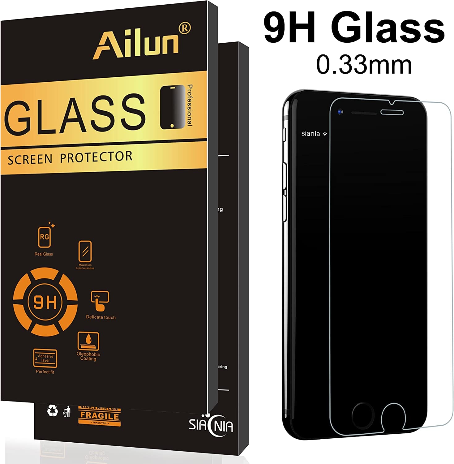 Ailun Screen Protector Compatible for Iphone 8 Plus,7 Plus,6S Plus,6 Plus, 5.5 Inch 3Pack Case Friendly Tempered Glass  Siania   