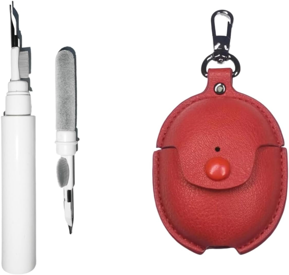 [3 in 1] Compatible for Google Pixel Buds Pro 2022 Cases with Cleaning Kit, Front LED Visible PU Leather Protective Cover Skin with Keychain for Man Women  CASEVERSE Red  