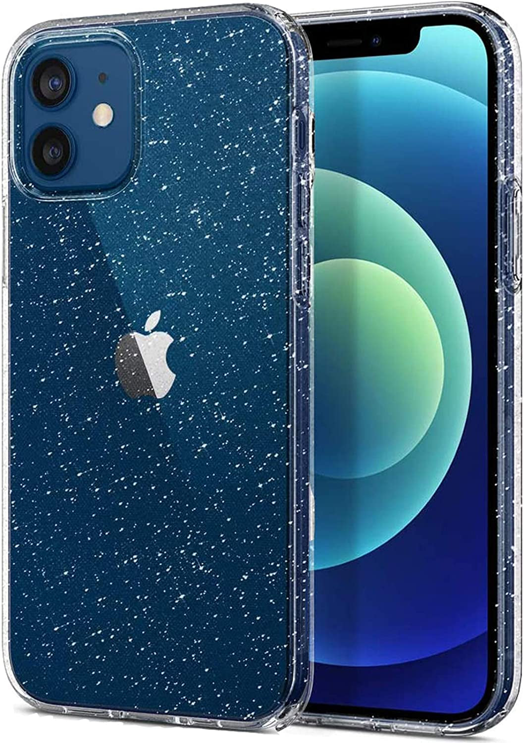 Abenkle Compatible with Iphone 12 and 12 Pro Case, Slim Fit Hybrid Glitter Bling Sparkly Case for Women Shockproof Protective Flexible Bumper Cover for Iphone 12/12 Pro 6.1-Inch 2020, Blue Glitter  ABenkle Glitter Clear  