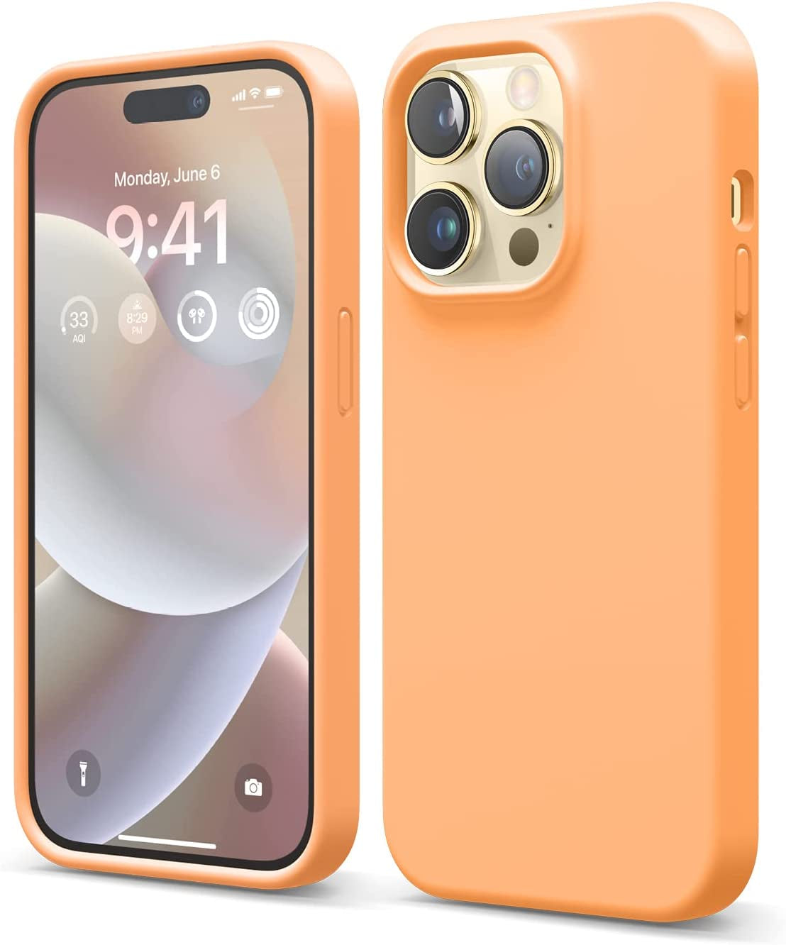 Elago Compatible with Iphone 14 Pro Case, Liquid Silicone Case, Full Body Protective Cover, Shockproof, Slim Phone Case, Anti-Scratch Soft Microfiber Lining, 6.1 Inch (Brown)  elago Orange  