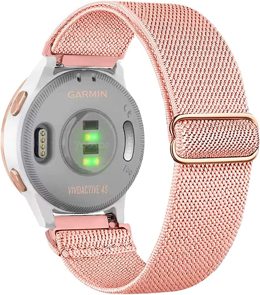 Krudary Elastic Bands Compatible with 18Mm Garmin Vivoactive 4S / Vivomove 3S/ Venu 2S , Soft Stretch Nylon Loop Bracelet Watch Strap Replacement Watchband for Garmin Forerunner 255S/255S Music  Krudary Rose Pink  